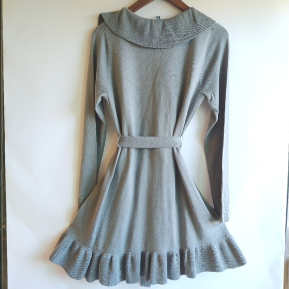 Gray belted Cardigan with ruffles - Picture 2 of 2